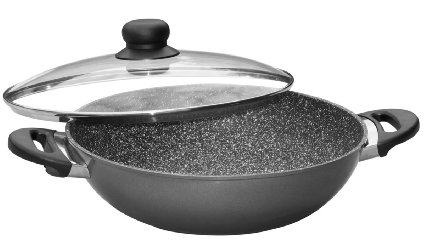 STONELINE Wok With Glass Lid, 32 cm, Anthracite