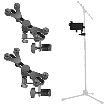 Pack of 2 - Hola! Music HM-MTH Microphone Music Stand Tablet / Smartphone Holder Mount - Fits Devices from 6 to 15 Inch