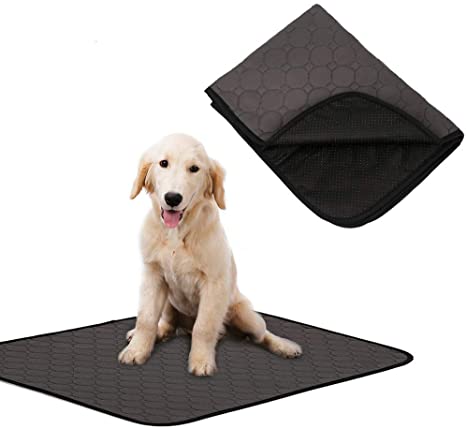 Rantow Machine Washable Pet Pee Pad - Use in Car/Crate/Bed/Sofa - Anti-Slip Puppy Training Mat Waterproof Dogs Bed Mat - 3 Size for Different Pets (L(39"x26"), Grey)