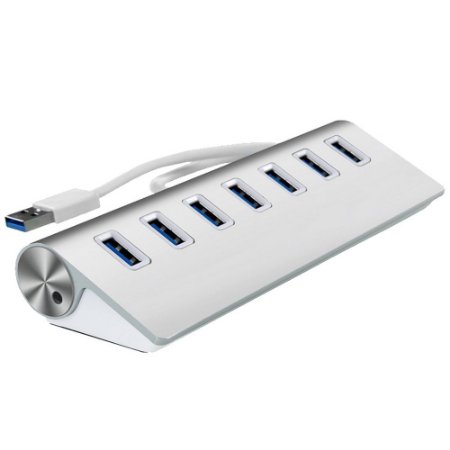 Cimkiz 7-Port USB 3.0 SuperSpeed Aluminum Hub for MacBook Pro, MacBook Air, and all PCs