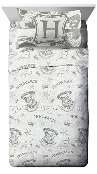 Jay Franco Harry Potter Spellbound 4 Piece Full Sheet Set, Gray