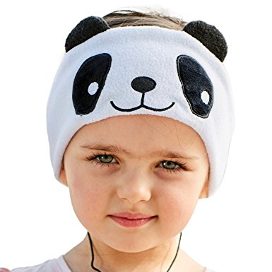 [Upgrade Magic Sticker] Easy Adjustable Kids costume Headband Headphones - Super Comfortable Soft Fleece Headphones for Children. Perfect for Travel and Home - Chinese Panda
