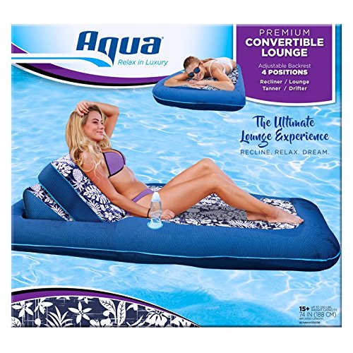 Aqua Premiun Convertible Water Lounge, Inflatable Oversized Pool Float. Multi Position Recliner, 74"