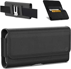 CoverON Holster for Google Pixel 9 Pro XL 8 Pro 7 Pro 6 Pro/Pixel 7 6 5A 4A 4 XL - Cell Phone Case Belt Clip ID Card Carrying Black Leather Pouch (Fits with Otterbox or Any Case on)