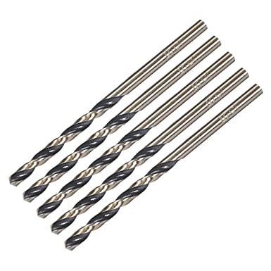 uxcell Straight Shank Twist Drill Bits 3mm High Speed Steel 4341 with 3mm Shank 5 Pcs