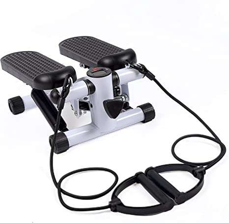 YSSOA Mini Stepper with Resistance Band, Stair Stepping Fitness Exercise Home Workout Equipment for Full Body Workout