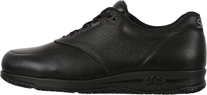 SAS Guardian Non-Slip Shoes for Men - Water-Resistant Leather, Round Toe,and Lightly Cushioned Collar