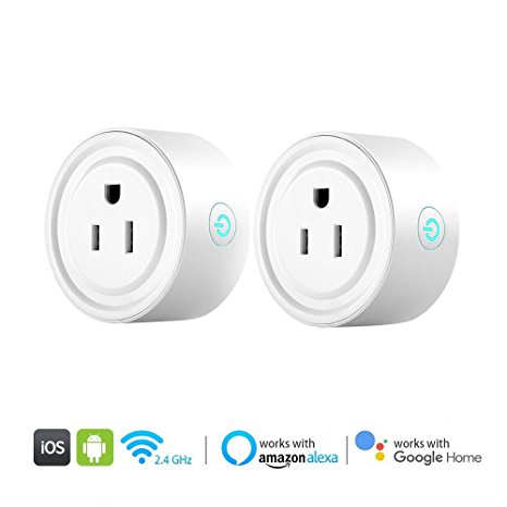 Smart Plug 2 Pack WiFi Enabled Mini Smart Switch Compatible with Amazon Alexa & Google Assistant, No Hub Required, Remote Control Your Devices from Anywhere, ETL Listed (2)