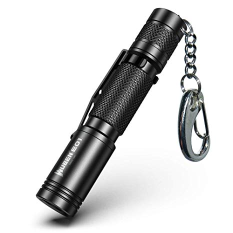 WUBEN Mini EDC Flashlight 100 Lumens 4 Lighting Modes AAA Keychain Flashlight Handsfree Cree LED IP68 Waterproof Tail Switch Pocket Light with Battery Included