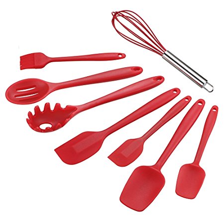 Cooking Utensils,Xpatee 8 Piece Nonstick Silicone Kitchen Utensils Gadgets Set Includes Silicone Ladle,Spatula,Spoon,Brush and Whisk