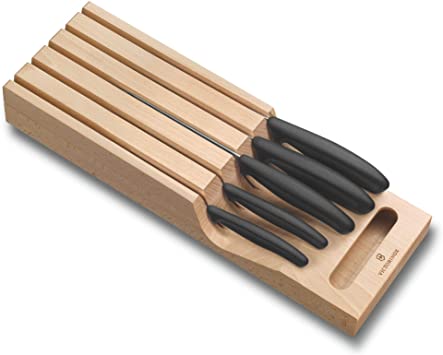 Victorinox VIC-6.7143.5 Swiss Classic Block Sets 5-Piece Set with in-Drawer Knife Holder Black