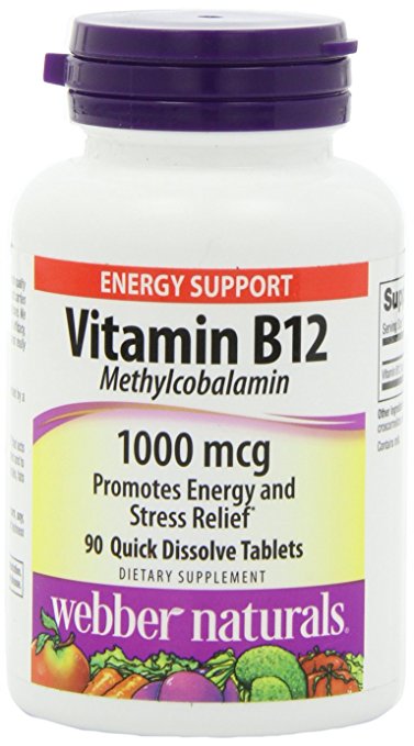Webber Naturals Vitamin B12 1000mcg Quick Dissolve Sublingual Tablets, 90 Count