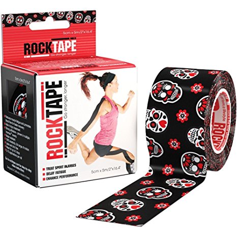 RockTape Kinesiology Tape for Athletes, Water Resistant, Reduce Pain & Injury Recovery, 2" x 16.4 Feet