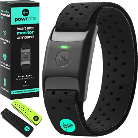 Powr Labs Bluetooth Heart Rate Monitor Armband | ANT Heart Rate Monitor Armband Heart Rate Monitor Bluetooth Wrist Heart Rate Monitor for Polar Wahoo Garmin Peloton Heart Rate Monitor Arm Band Rhythm