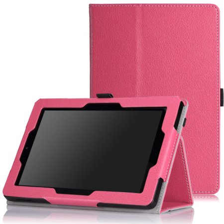 MoKo Case for Fire HD 7 2014 - Slim Folding Cover with Auto Wake / Sleep for Amazon Kindle Fire HD 7 Inch 4th Generation Tablet (Not Fits HD 7 2015), MAGENTA