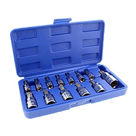 ABN | Torx Bit Socket Set – 13 Pc Star Torx Bit Socket Set and E-Socket Square Socket Set Tamper Proof Torx Bits, T8-T60