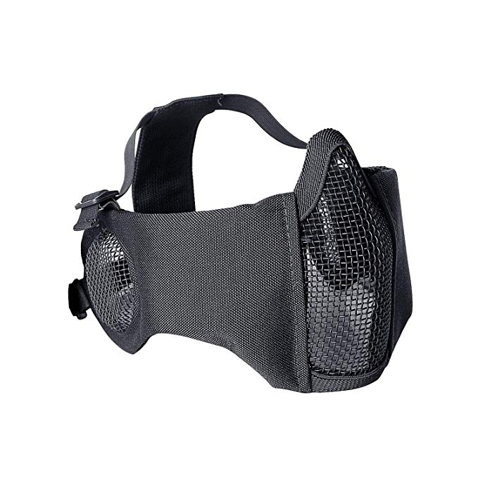 Unigear Half Face Lower Mesh Mask with Ear Protection for Airsoft, Hunting, Paintball, Shooting