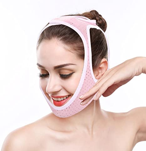 Face Slimming Bandage, Breathable Facial Slimming Mask V-line Face Lift Belt Double Chin Reducer Anti-wrinkle Gill Face Care Skin Compact Strap (M)