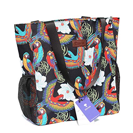 Original Floral Water Resistant Large Tote Bag Shoulder Bag for Gym Beach Travel Daily Bags Upgraded ([P] Pattern)