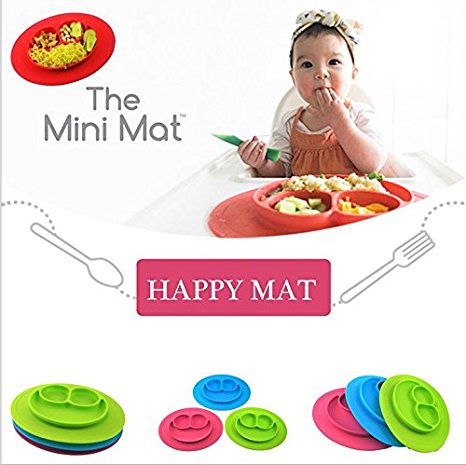 One-piece Silicone Mat Baby Kids Suction Table Food Tray Placemat plate UK (Pink)