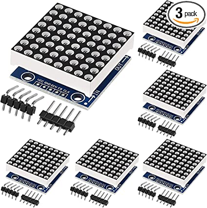 AOICRIE 6pcs MAX7219 8x8 Dot Matrix LED Display Module 5V MCU Control MAX7219 88 LED Dot Matrix DIY Kit (6 PCS)