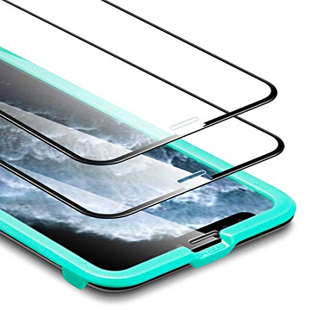 ESR Full-Coverage Tempered-Glass Compatible for iPhone 11 Pro Screen Protector/iPhone Xs Screen Protector [2-Pack] [Easy Installation Frame] [3D Curved Edges] for iPhone 11 Pro, iPhone Xs/X