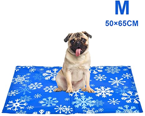 YGJT Dog Cooling Mat Medium 65x50cm, Durable Pet Cool Mat Non-Toxic Gel Self Cooling Pad, Great for Dogs Cats in Hot Summer (M(50x65cm))