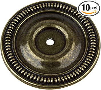 GlideRite Hardware 2.5-inch Round Cabinet Back Plate 10 Pack 5060-AB-10, Antique Brass Finish