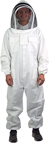 VIVO Professional Medium Cotton Full Body Beekeeping Suit with Veil Hood (BEE-V106M)