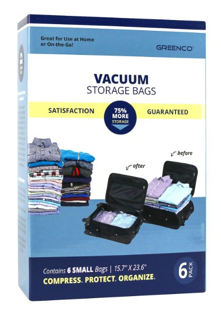 Greenco Vacuum seal, Space Saver Storage Bags - Small - 6 pack