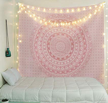 Tapestry Wall Tapestry Wall Hanging Tapestries Sparkly Pink Rose Gold Ombre Mandala Tapestry Large Indian Mandala Wall Hanging Bohemian Hippie Bedspread Wall Art