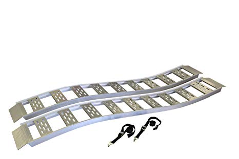 CargoSmart Aluminum Fixed S-Curve Ramp with Treads (2pk) – Easily and Safely Load and Unload Your Light Equipment, Lawn Tractors, ATVs and More, 1,500 lb. Capacity, 12” W x 90” L