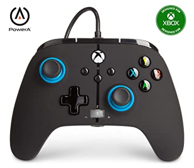 PowerA Enhanced Wired Controller for Xbox Series X|S - Blue Hint, gamepad, wired video game controller, gaming controller, Xbox Series X|S