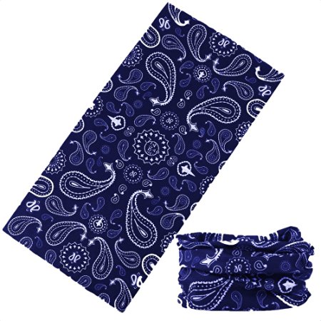 12-in-1 Headband Bandana [Paisley] - Versatile Lightweight Sports & Casual Headwear - Bandana, Neck Gaiter, Balaclava, Helmet Liner, Mask & More. Constructed with High Performance Moisture Wicking Microfiber