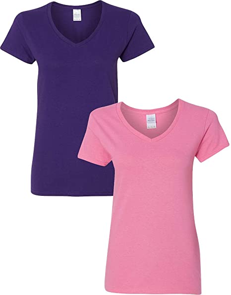 Gildan Women's Heavy Cotton V-Neck T-Shirt, 2-Pack