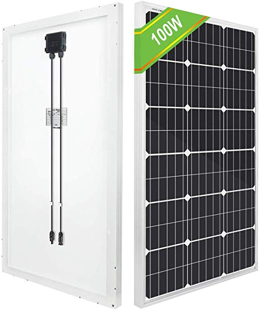 ECO-WORTHY 100 Watt 12 Volt Monocrystalline Solar Panel with MC4 Connectors High Efficiency Module PV Power for RV, Marine, Boat, Roof, Van Trailer Battery Charge