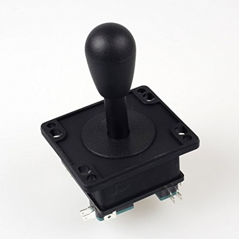 American Style Arcade Competition 2Pin Joystick BLACK Switchable From 8 Ways Operation, Elliptical Black Handle, Precision 8-Way 187" (4.8mm) terminal