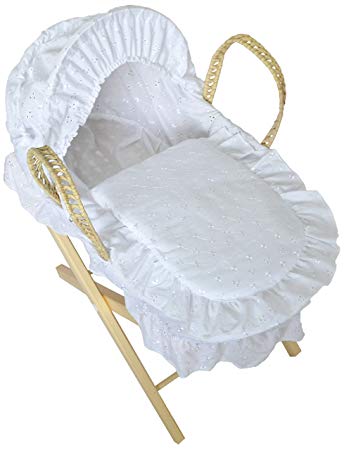 Cuddles Collection Dolls Moses Basket with Stand (White)