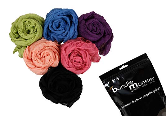 BMC Womens Fancy Crinkle Shawl Scarf Fashion Cotton Scarves Mixed Solid Color Lot