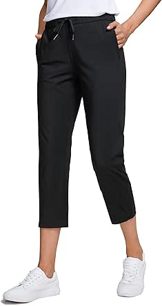 CRZ YOGA 4-Way Stretch Golf Capri Pants for Women 23", Casual Yoga Dress Work Capris with Pockets Workout Athletic Travel