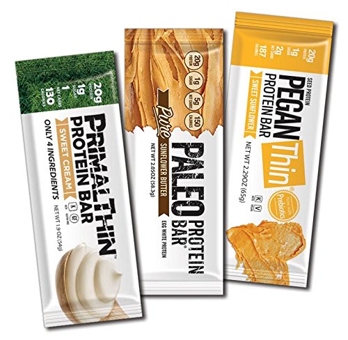 Primal : Paleo : Pegan® Protein Bars (Sweet Sunflower Variety) 12 Bars (20g Protein) (From 2 Net Carbs 1g Sugar) (Four Ingredients)