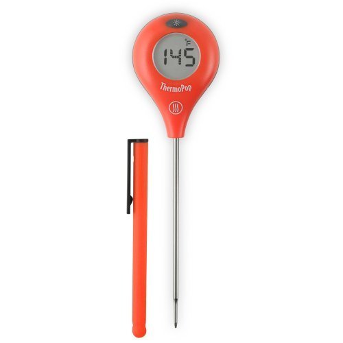 ThermoWorks ThermoPop Super-Fast Thermometer with Backlit Rotating Display (Red) by ThermoWorks