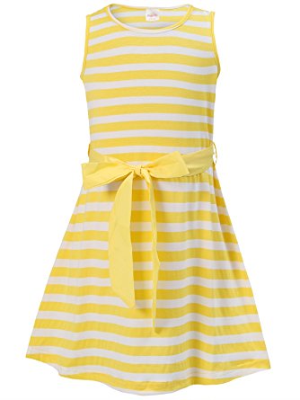 Bonny Billy Girls' Round Neck Stripe Knit Dress With Removable Sash