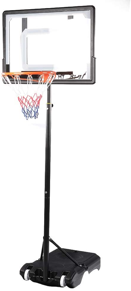 Ejoyous Portable Basketball Hoop, Height Adjustable Basketball System Hoop Stand with Movable Wheels and 32" Backboard for Youth Teenagers Boys Girls Outdoor Basketball Playing Training Shooting