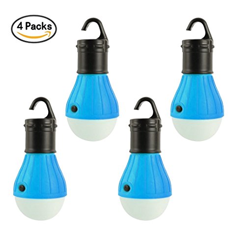 4 Packs LED Tent Light Emergency Light Camping Lantern Lamp Battery Powered Waterproof Portable Bulb Outdoor Equipment for Hiking Fishing Camping