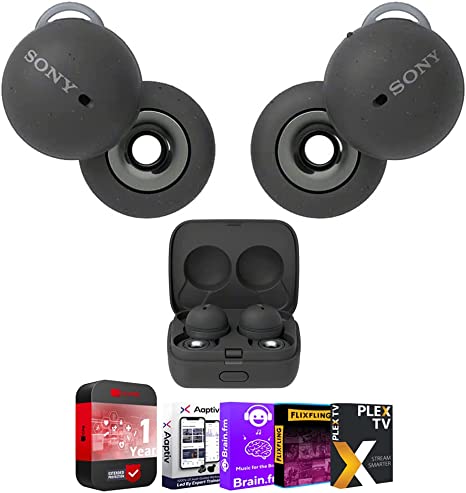 Sony WFL900/H LinkBuds Truly Wireless Earbuds Headphones w/Alexa Built-in (Gray) Bundle with Tech Smart USA Audio Entertainment Essentials Bundle and 1 YR CPS Enhanced Protection Pack