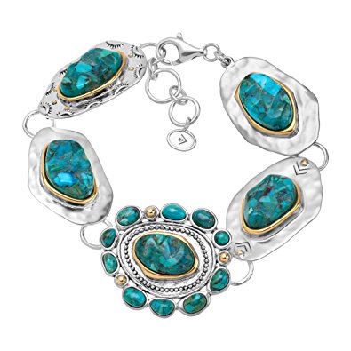 Silpada 'Santa Fe' Sterling Silver, Brass, and Turquoise Bracelet, 8"