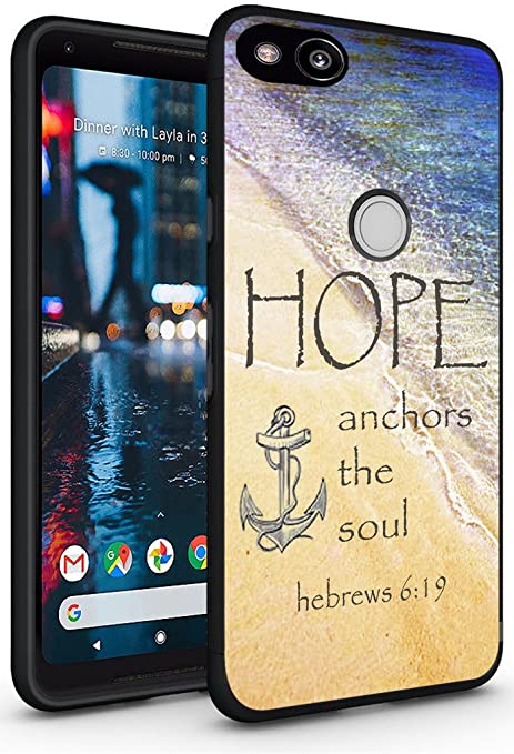 Case for Pixel 2 XL Bible Writings - Topgraph [Soft TPU Slim Fit Black with Design] Cover Compatible for Google Pixel 2 XL Protective Cover Bible Writings Silicone Cover Hope Anchors The Sould