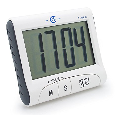 JCC New Version! Large Display Electronic Digital Countdown and Count up Loud Alarm Kitchen Timer / Sport Stopwatches with Clock Function (Magnet and Stand)
