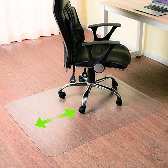 Office Desk Chair Mat for Hard Floors, 36" x 48" HuKimGee 100% PET Recycled Heavy Duty Hard Floor Protection Floor Mat for Office or Home